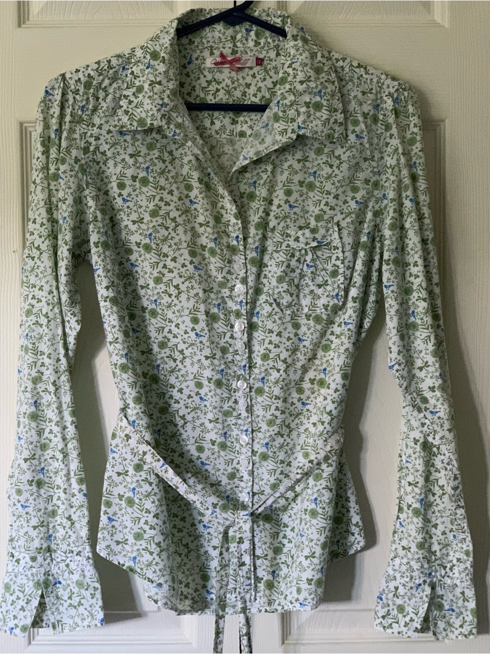 White Stuff Women's Cotton Floral Print Long Sleeve Button-Down Blouse US M